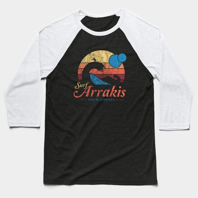 Visit Arrakis - Vintage Distressed Surf - Dune - Sci Fi Baseball T-Shirt by Nemons